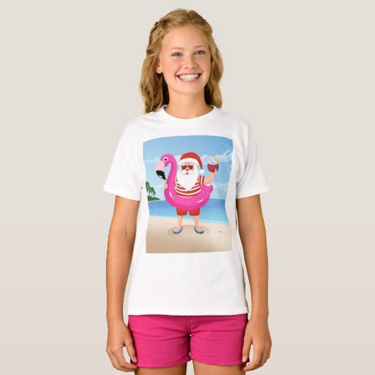 Sinterklaas met opblaasbare flamingo t-shirt (Voorkant volledig)