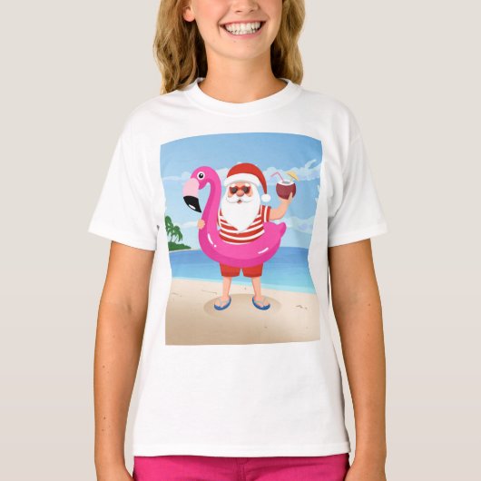 Sinterklaas met opblaasbare flamingo t-shirt (Voorkant)