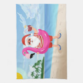 Sinterklaas met opblaasbare flamingo theedoek (Verticaal)