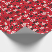 Sinterklaas met paard en huisjes rood cadeaupapier (Hoek)