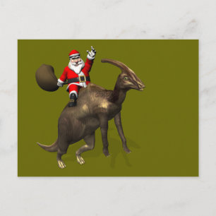 Sinterklaas met parasourolophus feestdagenkaart