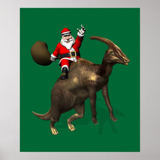 Sinterklaas met parasourolophus poster (Voorkant)