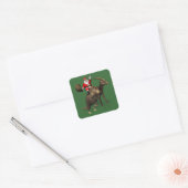Sinterklaas met parasourolophus vierkante sticker (Envelop)