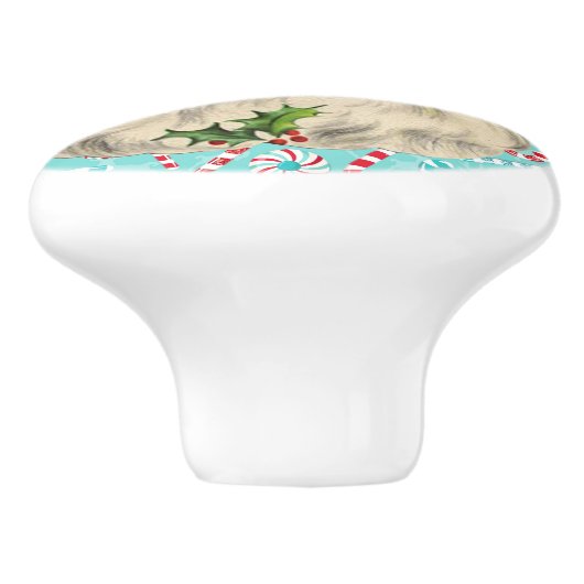 Sinterklaas met Peppermints Keramische Knop (Zijkant)