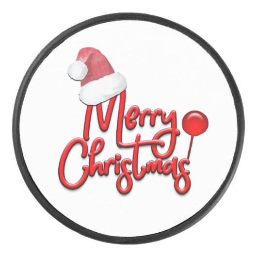 Sinterklaas met prettige kersttekst Pet Hockey Puck (Voorkant)