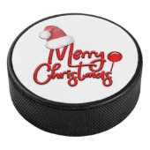 Sinterklaas met prettige kersttekst Pet Hockey Puck (3/4)