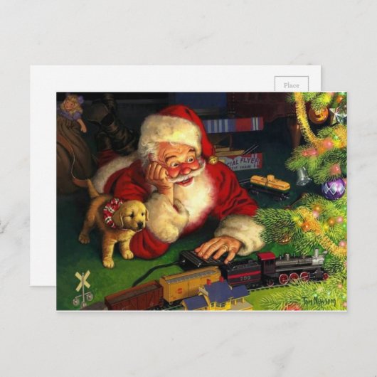 Sinterklaas met puppy feestdagenkaart (Voorkant / Achterkant)