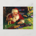 Sinterklaas met puppy feestdagenkaart<br><div class="desc">De kerstman met een puppy illustratie.</div>