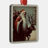 Sinterklaas met Rendier  Illustratie Metalen Ornament (Rechts)