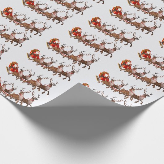 Sinterklaas met rendieren cadeaupapier (Hoek)