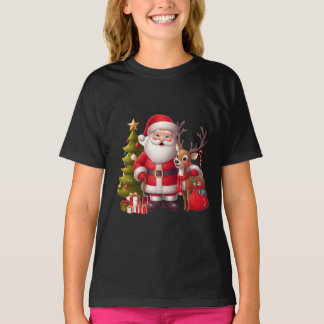 Sinterklaas met rendieren en feestboom - Hart T-shirt