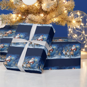 Sinterklaas met rendierslee sneeuwlandschap cadeaupapier