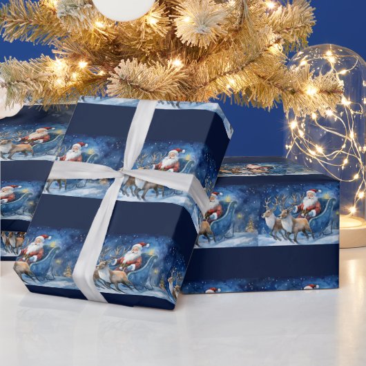 Sinterklaas met rendierslee sneeuwlandschap cadeaupapier (Feestdagen)