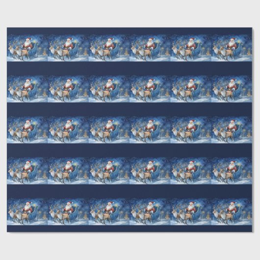 Sinterklaas met rendierslee sneeuwlandschap cadeaupapier (Vlak)