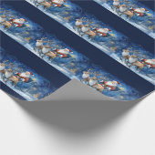 Sinterklaas met rendierslee sneeuwlandschap cadeaupapier (Hoek)