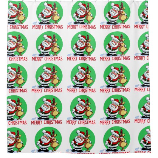 Sinterklaas met rendiervriend douchegordijn (Voorkant)