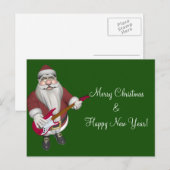 Sinterklaas met rode elektrische gitaar feestdagenkaart (Voorkant / Achterkant)