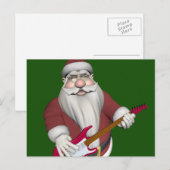 Sinterklaas met rode elektrische gitaar feestdagenkaart (Voorkant / Achterkant)