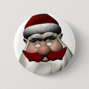 Sinterklaas met rode snor ronde button 5,7 cm