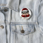 Sinterklaas met rode snor ronde button 5,7 cm (In situ)