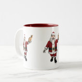 Sinterklaas met rode tablet tweekleurige koffiemok (Voorkant links)