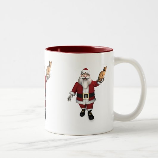 Sinterklaas met rode tablet tweekleurige koffiemok (Rechts)