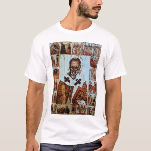 Sinterklaas met scènes uit zijn leven t-shirt (Voorkant)