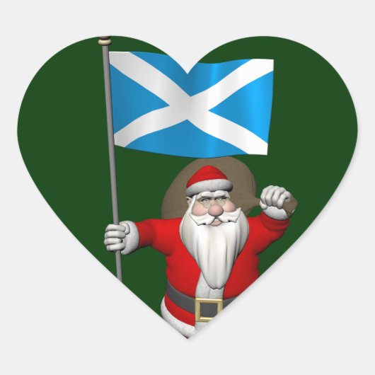 Sinterklaas met Schotland Hart Sticker (Voorkant)