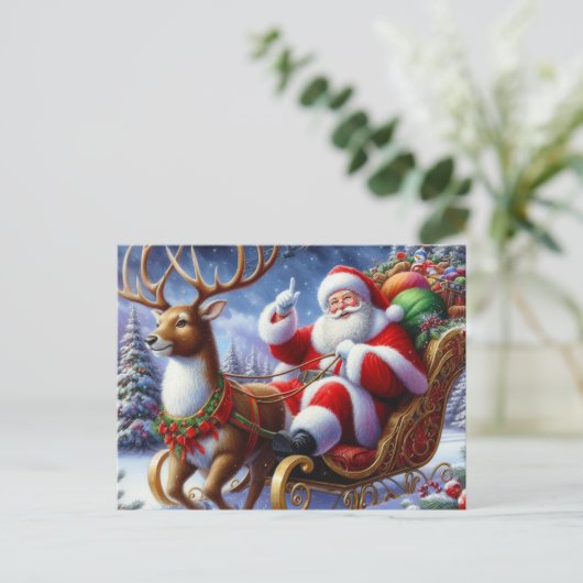 Sinterklaas met slee briefkaart (Staand voorkant)