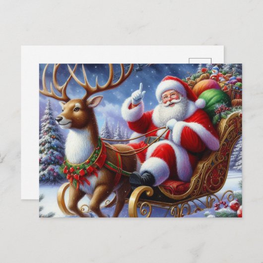 Sinterklaas met slee briefkaart (Voorkant / Achterkant)