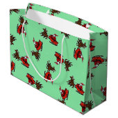 Sinterklaas met sluw groen groot cadeauzakje (Achterkant Gekanteld)