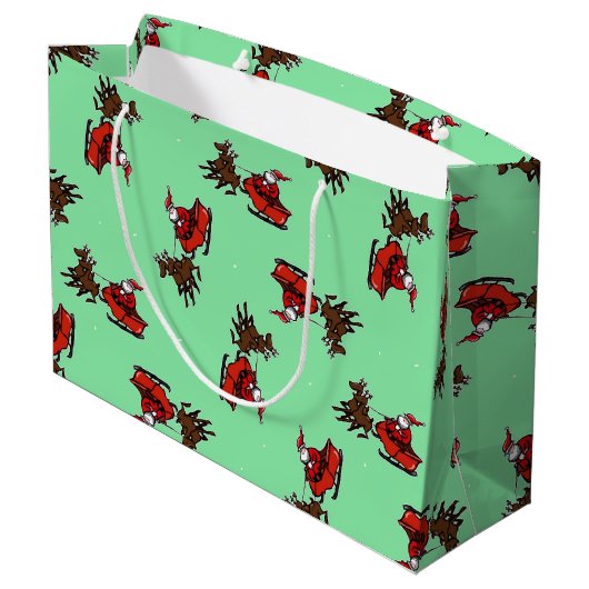 Sinterklaas met sluw groen groot cadeauzakje (Achterkant Gekanteld)