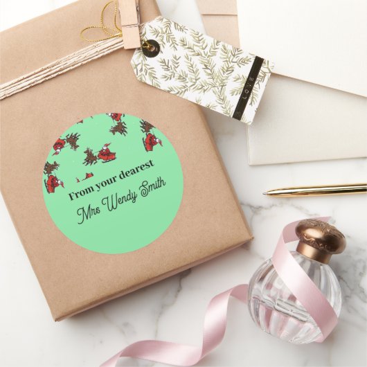 Sinterklaas met sluw groen ronde sticker (Geschenken)