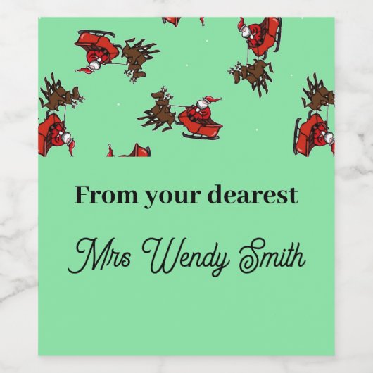 Sinterklaas met sluw groen wijn etiket (Enkel label)