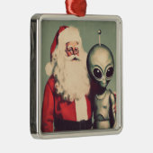 Sinterklaas met Space Alien Sci Fi Christmas Metalen Ornament (Rechts)