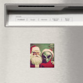 Sinterklaas met Space Alien UFO Kerstmis Magneet (Insitu (Vaatwasser))