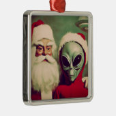 Sinterklaas met Space Alien UFO Kerstmis Metalen Ornament (Rechts)