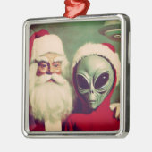 Sinterklaas met Space Alien UFO Kerstmis Metalen Ornament (Links)