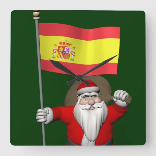 Sinterklaas met Spanje Vierkante Klok (Voorkant)