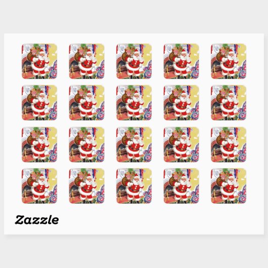 Sinterklaas met speelgoed vierkante sticker (Vel)