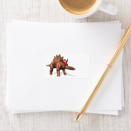 Sinterklaas met stegosaurus etiket (Insitu)