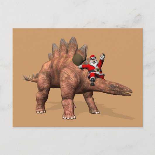 Sinterklaas met stegosaurus feestdagenkaart (Voorkant)