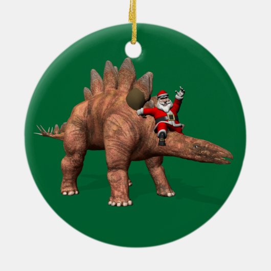 Sinterklaas met stegosaurus keramisch ornament (Achterkant)