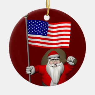 Sinterklaas met stervormige banner keramisch ornament