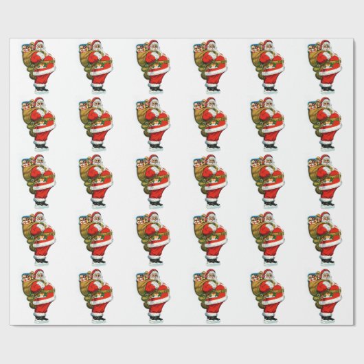 Sinterklaas met tas van speelgoed cadeaupapier (Vlak)