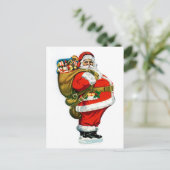 Sinterklaas met tas van speelgoed feestdagenkaart (Staand voorkant)