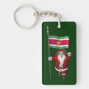 Sinterklaas met teken van Suriname Sleutelhanger