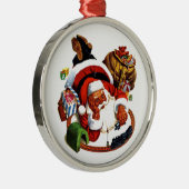 Sinterklaas met treinen metalen ornament (Rechts)