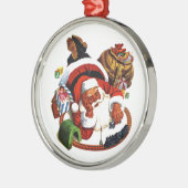 Sinterklaas met treinen metalen ornament (Links)