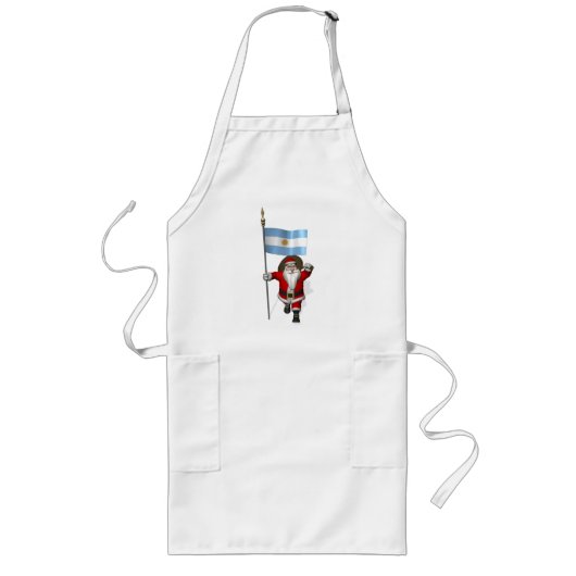 Sinterklaas met vertrek uit Argentinië Lang Schort (Voorkant)